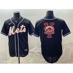 Men New York Mets Team Big Logo 2026 Fashion Replica Black Out Stitched Baseball Jerseys
