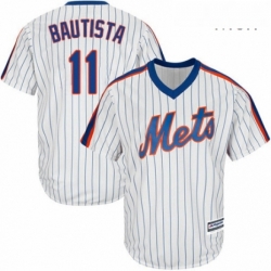 Mens Majestic New York Mets 11 Jose Bautista Replica White Alternate Cool Base MLB Jersey 