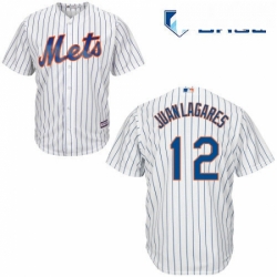 Mens Majestic New York Mets 12 Juan Lagares Replica White Home Cool Base MLB Jersey