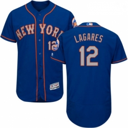 Mens Majestic New York Mets 12 Juan Lagares RoyalGray Alternate Flex Base Authentic Collection MLB Jersey