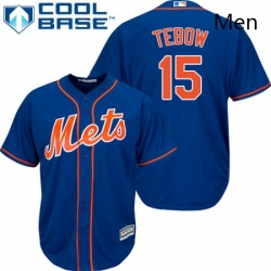 Mens Majestic New York Mets 15 Tim Tebow Replica Royal Blue Alternate Home Cool Base MLB Jersey