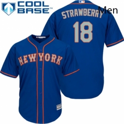 Mens Majestic New York Mets 18 Darryl Strawberry Replica Royal Blue Alternate Road Cool Base MLB Jersey