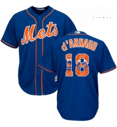 Mens Majestic New York Mets 18 Travis dArnaud Authentic Royal Blue Team Logo Fashion Cool Base MLB Jersey