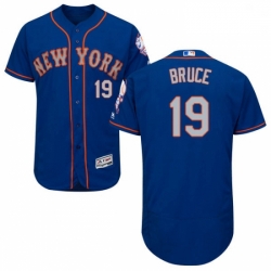 Mens Majestic New York Mets 19 Jay Bruce RoyalGray Alternate Flex Base Authentic Collection MLB Jersey