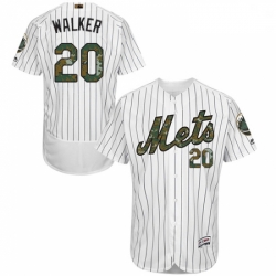 Mens Majestic New York Mets 20 Neil Walker Authentic White 2016 Memorial Day Fashion Flex Base MLB Jersey