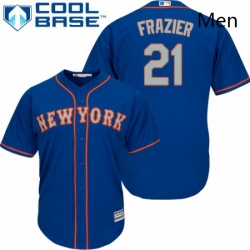 Mens Majestic New York Mets 21 Todd Frazier Replica Royal Blue Alternate Road Cool Base MLB Jersey 