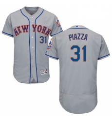 Mens Majestic New York Mets 31 Mike Piazza Grey Road Flex Base Authentic Collection MLB Jersey