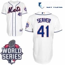 Mens Majestic New York Mets 41 Tom Seaver Authentic White Alternate Cool Base 2015 World Series MLB Jersey