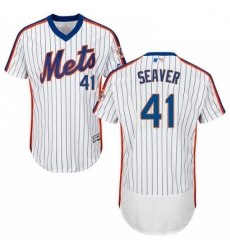 Mens Majestic New York Mets 41 Tom Seaver White Alternate Flex Base Authentic Collection MLB Jersey