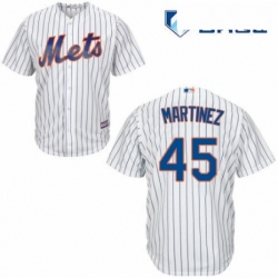 Mens Majestic New York Mets 45 Pedro Martinez Replica White Home Cool Base MLB Jersey 