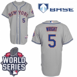 Mens Majestic New York Mets 5 David Wright Authentic Grey Road Cool Base 2015 World Series MLB Jersey