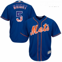 Mens Majestic New York Mets 5 David Wright Authentic Royal Blue USA Flag Fashion MLB Jersey