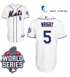 Mens Majestic New York Mets 5 David Wright Replica White Alternate Cool Base 2015 World Series MLB Jersey