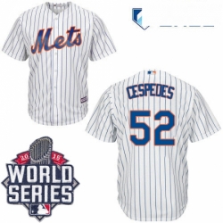 Mens Majestic New York Mets 52 Yoenis Cespedes Replica White Home Cool Base 2015 World Series MLB Jersey