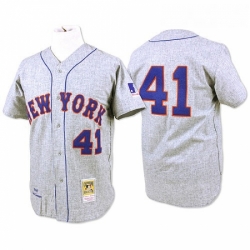 Mens Mitchell and Ness 1969 New York Mets 41 Tom Seaver Authentic Grey Throwback MLB Jersey