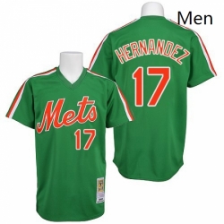 Mens Mitchell and Ness New York Mets 17 Keith Hernandez Replica Green Throwback MLB Jersey