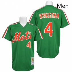 Mens Mitchell and Ness New York Mets 4 Lenny Dykstra Replica Green 1985 Throwback MLB Jersey