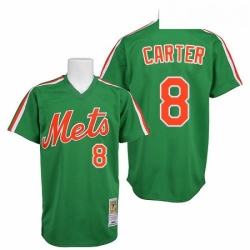 Mens Mitchell and Ness New York Mets 8 Gary Carter Replica Green 1985 Throwback MLB Jersey