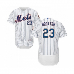 Mens New York Mets 23 Keon Broxton White Home Flex Base Authentic Collection Baseball Jersey