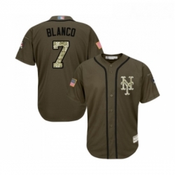 Mens New York Mets 7 Gregor Blanco Authentic Green Salute to Service Baseball Jersey 