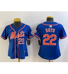 Women New York Mets 22 Juan Soto Royal 2024 Alternate Limited Stitched Baseball Jersey 