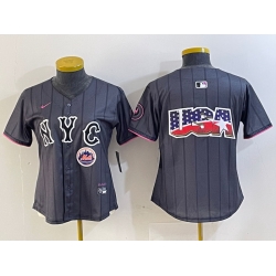 Women New York Mets Team Big Logo Graphite 2024 City Connect Limited Stitched Baseball Jersey 13