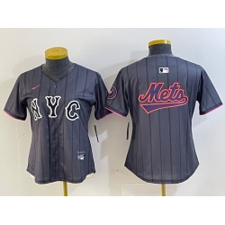 Women New York Mets Team Big Logo Graphite 2024 City Connect Limited Stitched Baseball Jersey 7