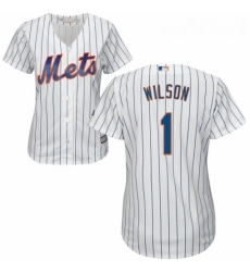 Womens Majestic New York Mets 1 Mookie Wilson Replica White Home Cool Base MLB Jersey