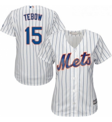 Womens Majestic New York Mets 15 Tim Tebow Replica White Home Cool Base MLB Jersey