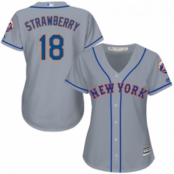 Womens Majestic New York Mets 18 Darryl Strawberry Authentic Grey Road Cool Base MLB Jersey