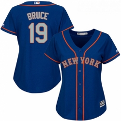 Womens Majestic New York Mets 19 Jay Bruce Authentic Royal Blue Alternate Road Cool Base MLB Jersey 