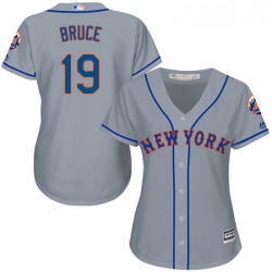 Womens Majestic New York Mets 19 Jay Bruce Replica Grey Road Cool Base MLB Jersey 