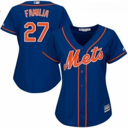 Womens Majestic New York Mets 27 Jeurys Familia Authentic Royal Blue Alternate Home Cool Base MLB Jersey