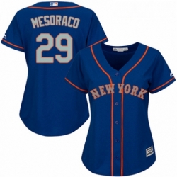 Womens Majestic New York Mets 29 Devin Mesoraco Authentic Royal Blue Alternate Road Cool Base MLB Jersey 