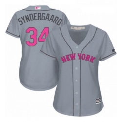 Womens Majestic New York Mets 34 Noah Syndergaard Replica Grey Mothers Day Cool Base MLB Jersey