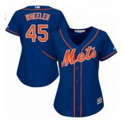 Womens Majestic New York Mets 45 Zack Wheeler Authentic Royal Blue Alternate Home Cool Base MLB Jersey