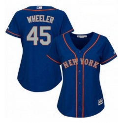 Womens Majestic New York Mets 45 Zack Wheeler Authentic Royal Blue Alternate Road Cool Base MLB Jersey