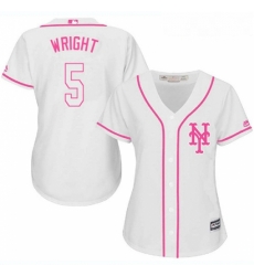 Womens Majestic New York Mets 5 David Wright Authentic White Fashion Cool Base MLB Jersey