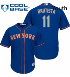 Youth Majestic New York Mets 11 Jose Bautista Authentic Royal Blue Alternate Road Cool Base MLB Jersey 