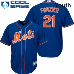 Youth Majestic New York Mets 21 Todd Frazier Replica Royal Blue Alternate Home Cool Base MLB Jersey 