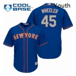 Youth Majestic New York Mets 45 Zack Wheeler Replica Royal Blue Alternate Road Cool Base MLB Jersey