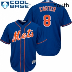 Youth Majestic New York Mets 8 Gary Carter Authentic Royal Blue Alternate Home Cool Base MLB Jersey