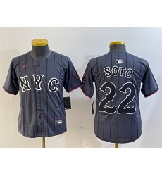 Youth New York Mets 22 Juan Soto Graphite 2024 City Connect Limited Stitched Baseball Jersey