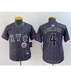 Youth New York Mets 4 Francisco Alvarez Graphite 2024 City Connect Limited Stitched Baseball Jersey