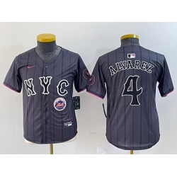 Youth New York Mets 4 Francisco Alvarez Graphite 2024 City Connect Limited Stitched Baseball Jersey