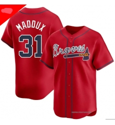 Men Atlanta Braves Greg Maddux #31 Red Cool Base Stitched Jersey