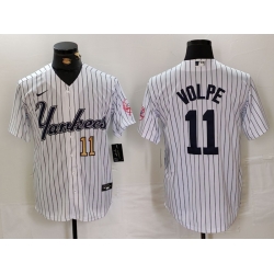 Men New York Yankees 11 Anthony Volpe White Cool Base Stitched Baseball Jersey 2