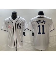 Men New York Yankees 11 Anthony Volpe White Cool Base Stitched Baseball JerseyS 1