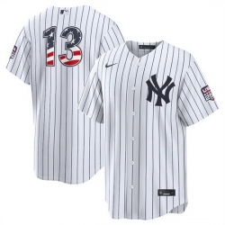 Men New York Yankees  13 Jazz Chisholm Jr White 2026 USA 250 Fourth of July Home Stadium Stitched Baseball Jersey