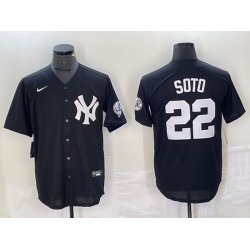 Men New York Yankees 22 Juan Soto Black Cool Base With Patch Stitched Baseball Jersey